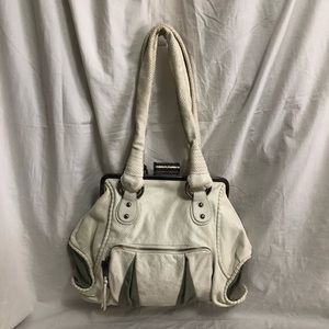 Ziordia White Embossed Snakeskin Leather Handbag